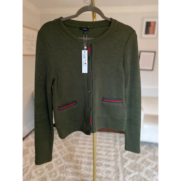 Drew Army Green Cardigan Dark Academia Grandpacore Classic Capsule Wardrobe - Picture 2 of 8